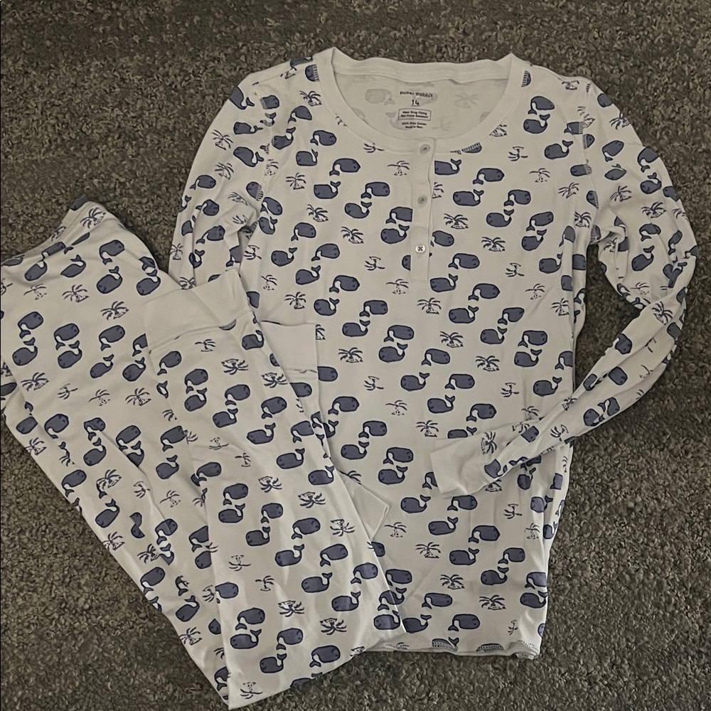 Roller Rabbit Kids White and Blue Whale Pajamas